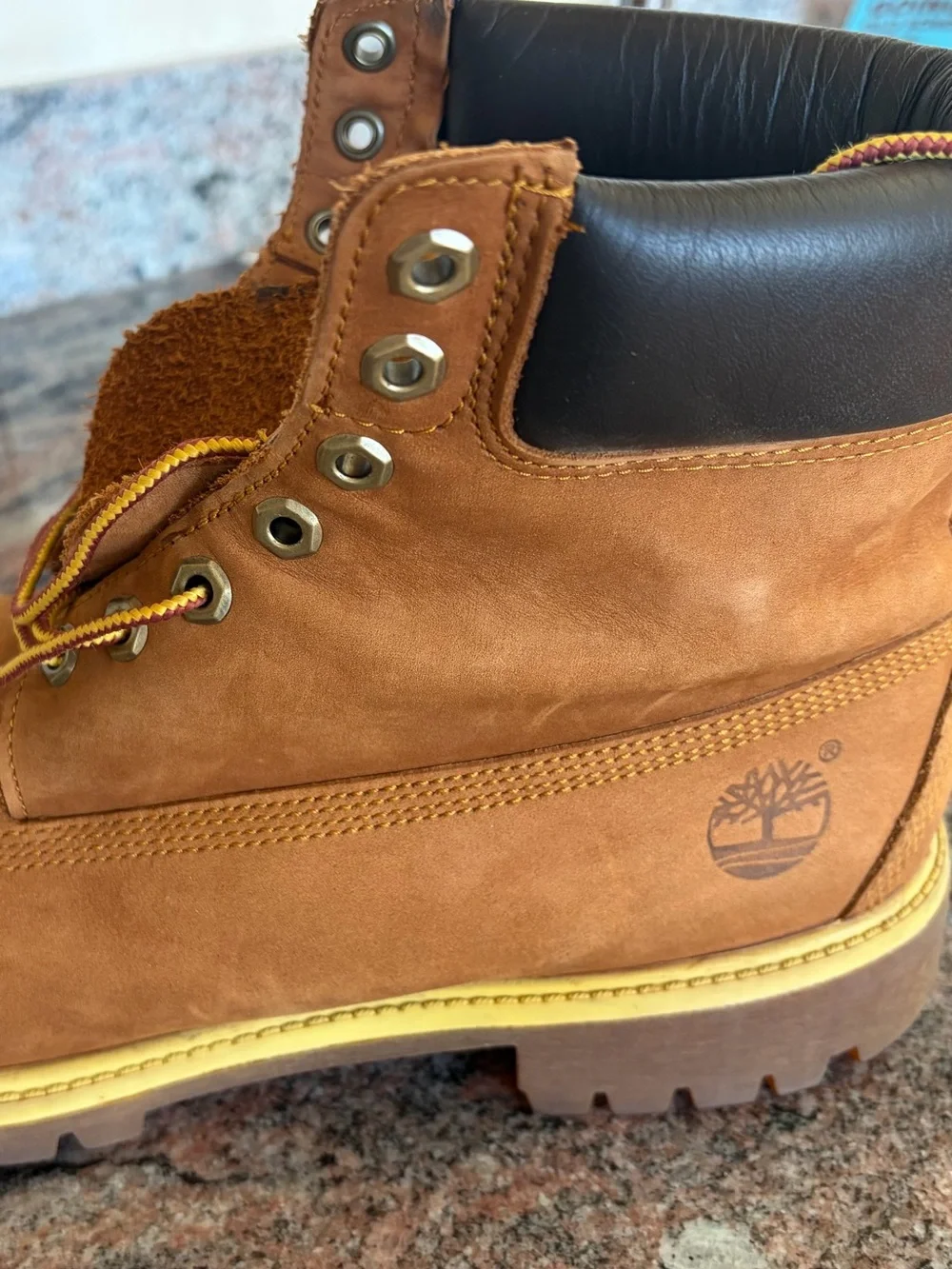 Timberland Men's Wheat Nubuck Work Boots with Black Collar